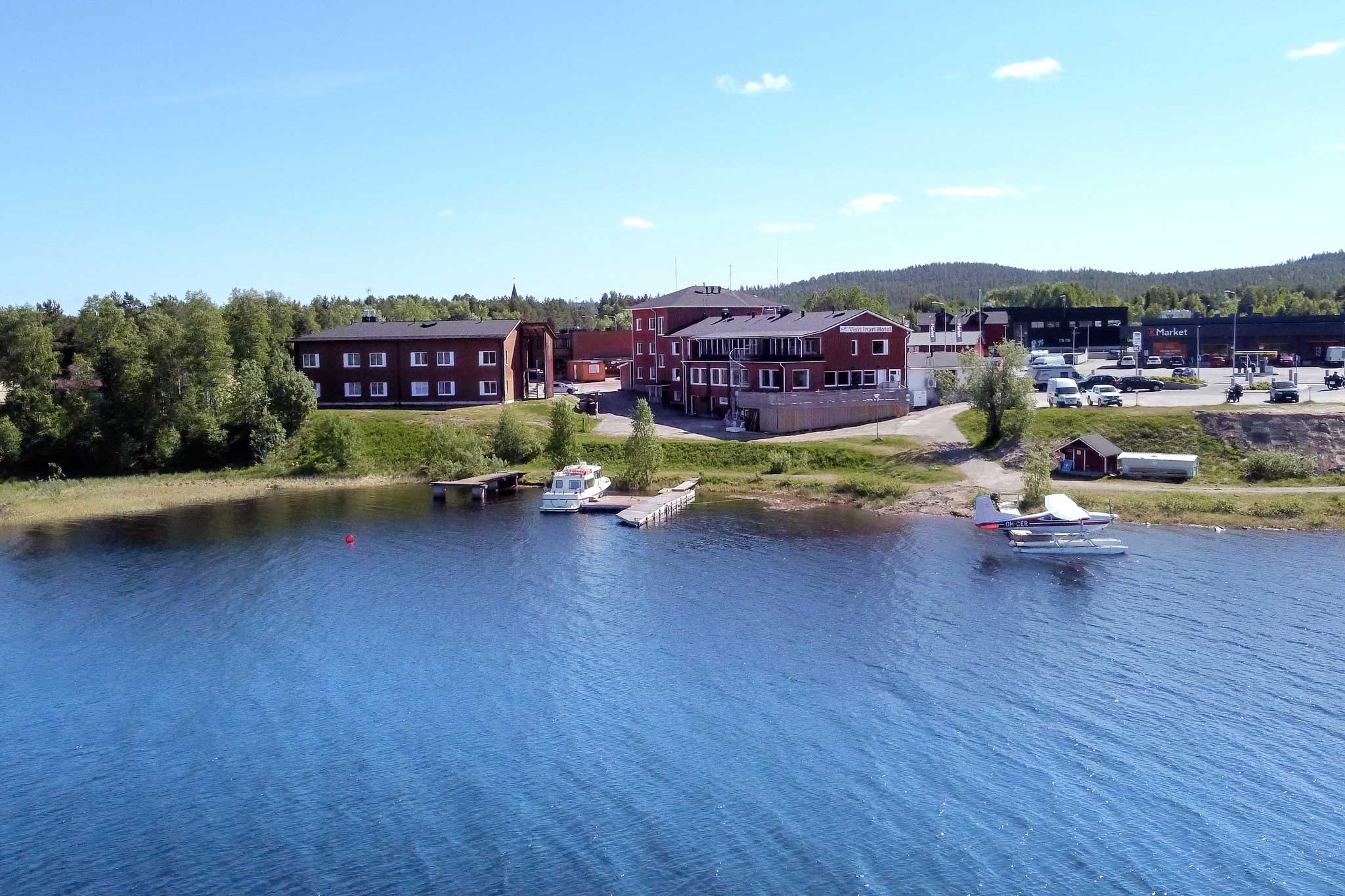 Hotel Inari Winter, Inari Lapland Finland. Two snowmobilers in the front. Pic by Miika Leivo.