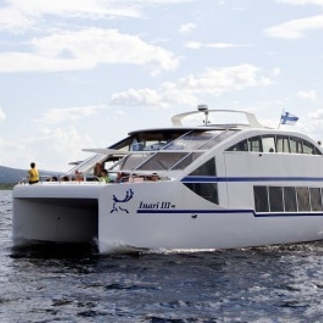 Huge boat on the lake Inari.